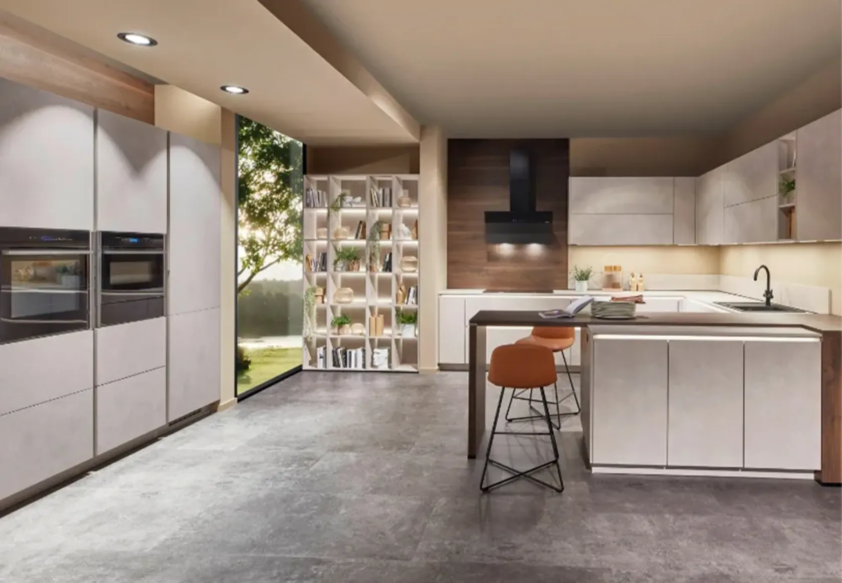 helle beleuchtete Inselküche