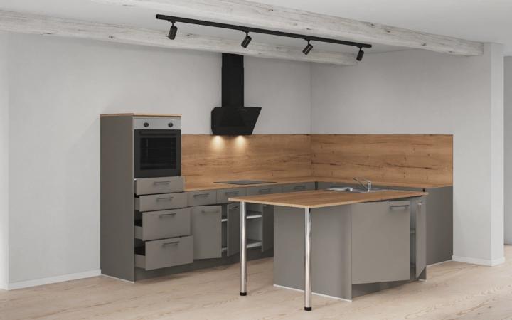 möbelnavi Insel-Küche 336,6 x 220 mit E-Geräten Planung 1 4