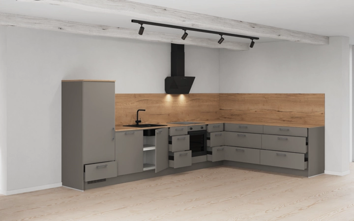 möbelnavi L-Küche 396,6 cm x 246,8 mit E-Geräten Planung 1 4