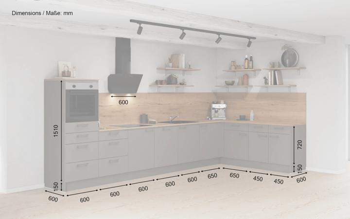 möbelnavi L-Küche 426,6 cm x 220 mit E-Geräte Planung 1 5
