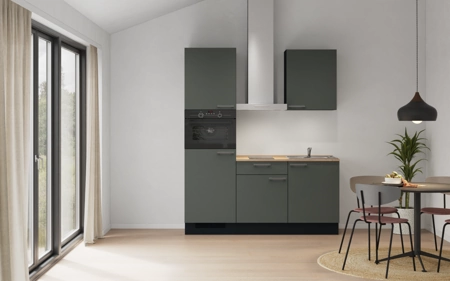 möbelnavi Küchen-Zeile 180 cm mit E-Geräten Planung 1 Mineralgrün matt Easytouch möbelnavi Küchen-Zeile 180 cm mit E-Geräten Planung 1 Mineralgrün matt Easytouch