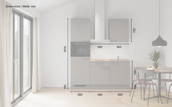 möbelnavi Küchen-Zeile 180 cm mit E-Geräten Planung 1 5