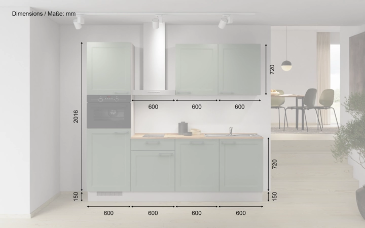 möbelnavi Küchen-Zeile 240 cm mit E-Geräten Planung 1 5