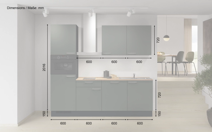möbelnavi Küchen-Zeile 240 cm mit E-Geräten Planung 1 5