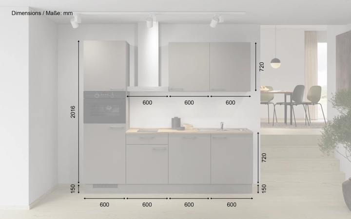 möbelnavi Küchen-Zeile 240 cm mit E-Geräten Planung 1 5