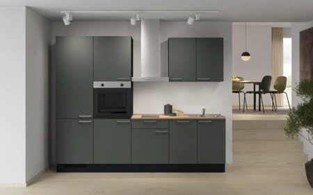 möbelnavi Küchen-Zeile 270 cm mit E-Geräten Planung 1 Mineralgrün matt Easytouch möbelnavi Küchen-Zeile 270 cm mit E-Geräten Planung 1 Mineralgrün matt Easytouch