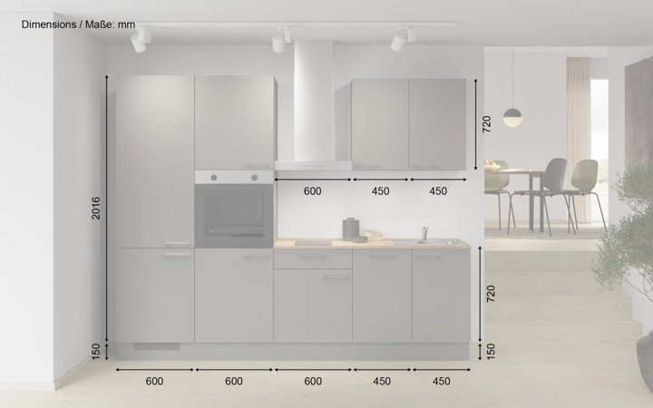 möbelnavi Küchen-Zeile 270 cm mit E-Geräten Planung 1 5