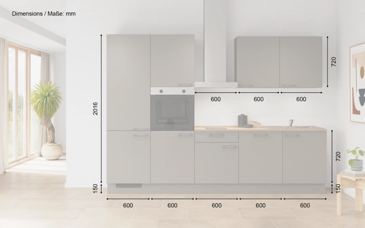 möbelnavi Küchen-Zeile 300 cm mit E-Geräten Planung 1 5