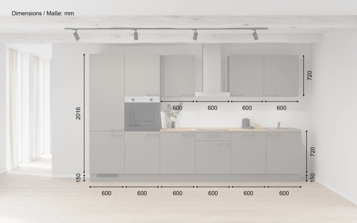 möbelnavi Küchen-Zeile 360 cm mit E-Geräten Planung 1 5