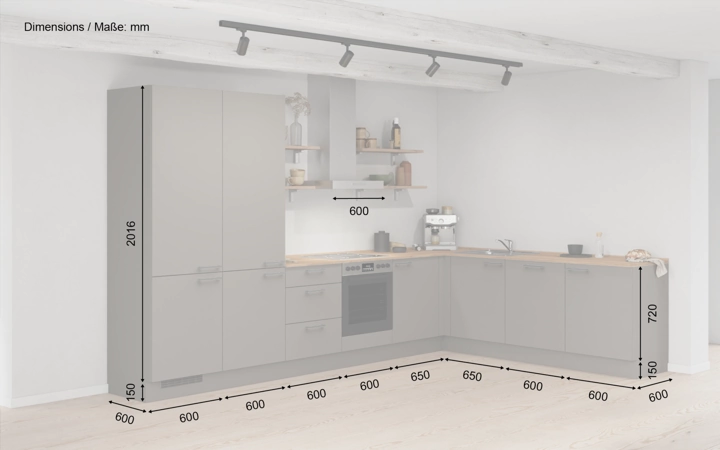möbelnavi L-Küche 366,6 cm x 246,6 mit E-Geräten Planung 10 5