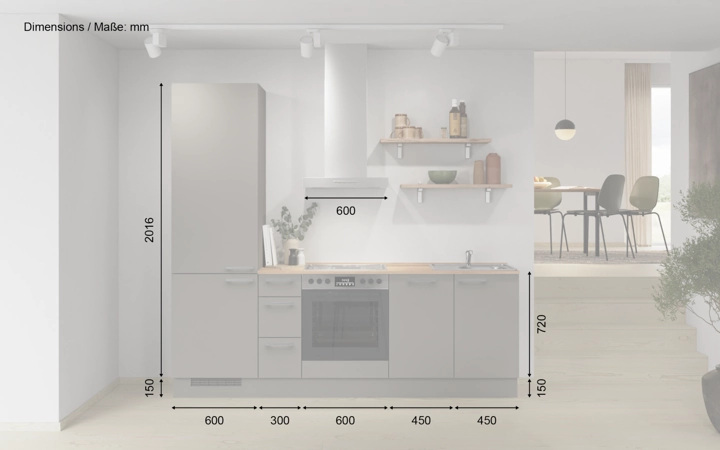 möbelnavi Küchen-Zeile 240 cm mit E-Geräten Planung 10 5