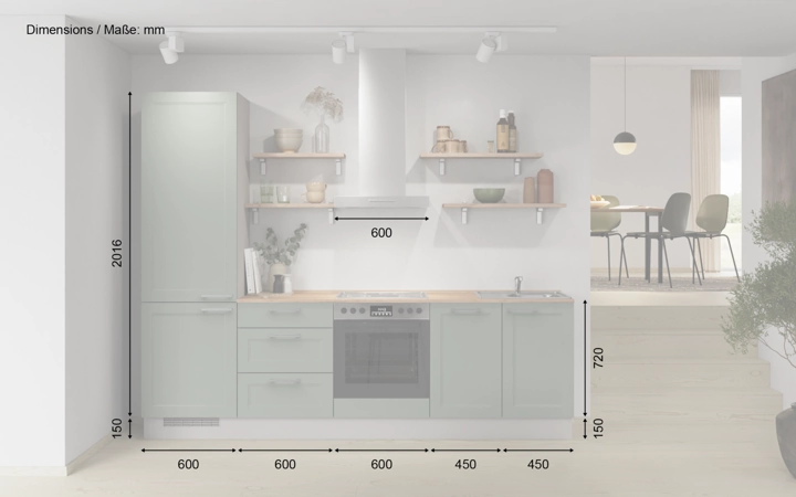 möbelnavi Küchen-Zeile 270 cm mit E-Geräten Planung 10 5