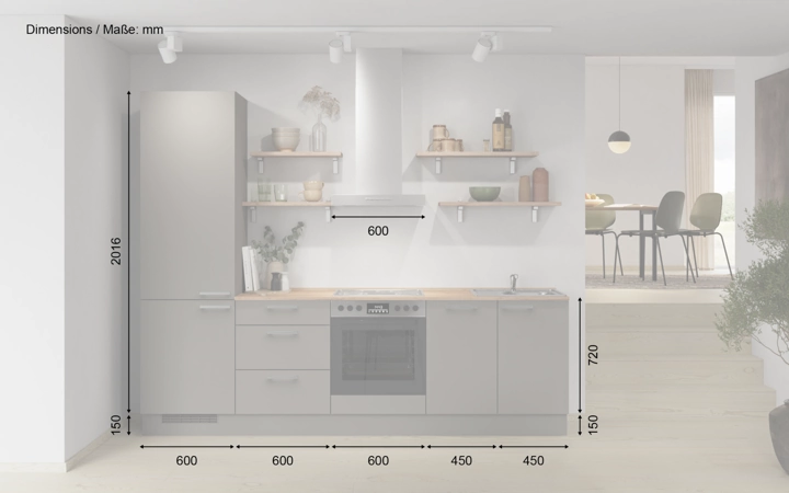 möbelnavi Küchen-Zeile 270 cm mit E-Geräten Planung 10 5