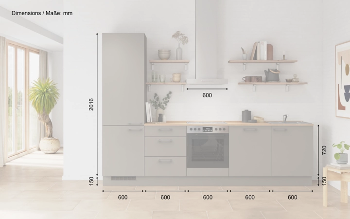 möbelnavi Küchen-Zeile 300 cm mit E-Geräten Planung 10 5