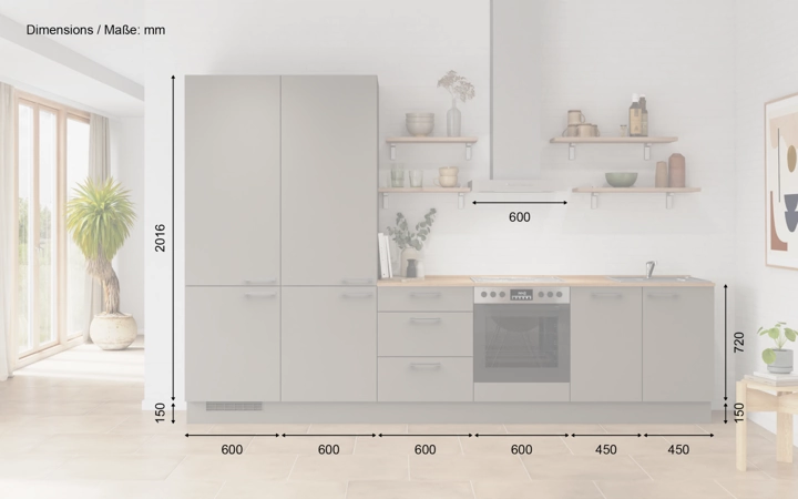 möbelnavi Küchen-Zeile 330 cm mit E-Geräten Planung 10 5