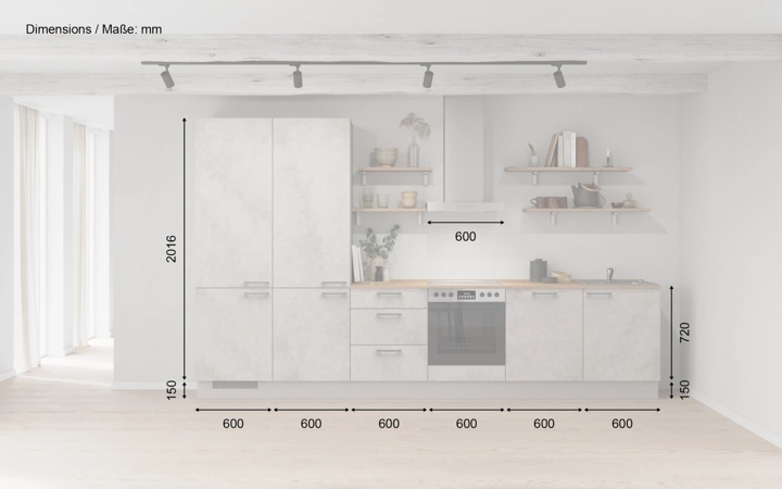 möbelnavi Küchen-Zeile 360 cm mit E-Geräten Planung 10 5