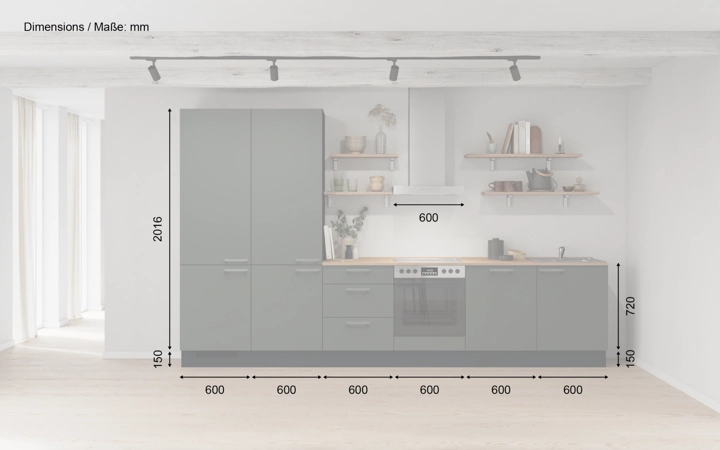 möbelnavi Küchen-Zeile 360 cm mit E-Geräten Planung 10 5