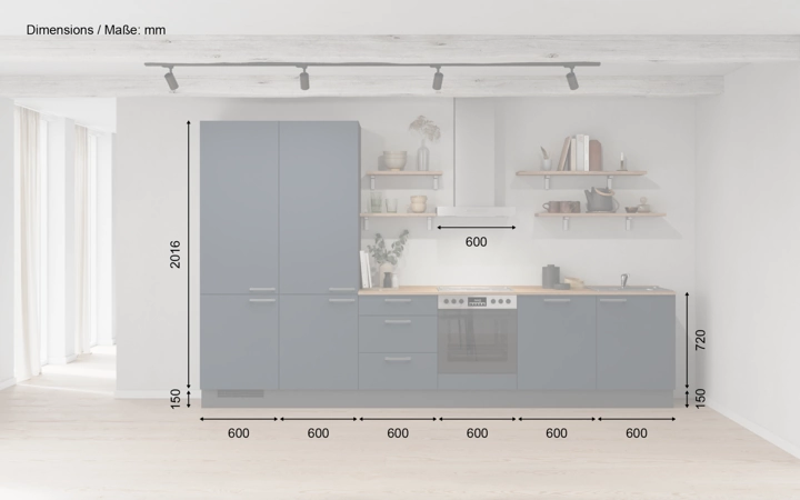 möbelnavi Küchen-Zeile 360 cm mit E-Geräten Planung 10 5