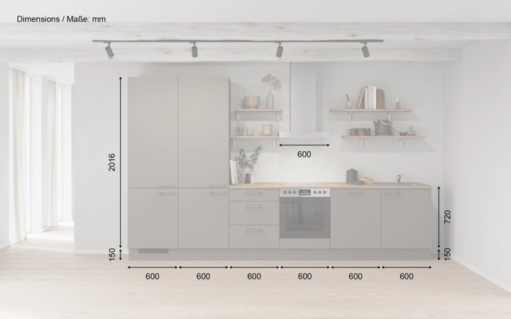 möbelnavi Küchen-Zeile 360 cm mit E-Geräten Planung 10 5