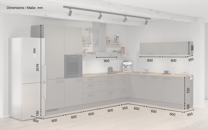 möbelnavi L-Küche 366,6 cm x 246,6 mit E-Geräten Planung 11 5