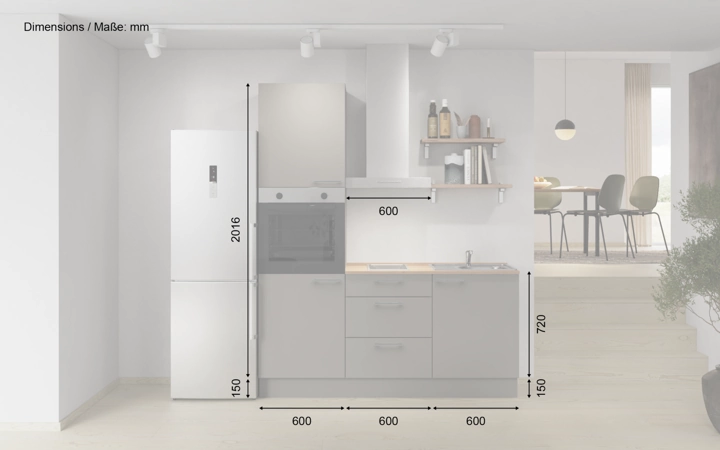 möbelnavi Küchen-Zeile 180 cm mit E-Geräten Planung 11 5