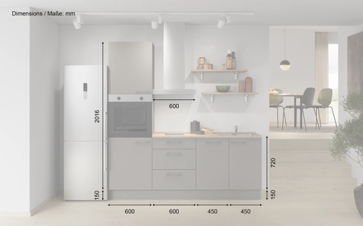 möbelnavi Küchen-Zeile 210 cm mit E-Geräten Planung 11 5