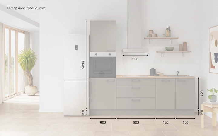 möbelnavi Küchen-Zeile 240 cm mit E-Geräten Planung 11 5