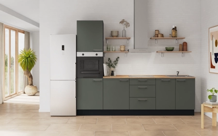 möbelnavi Küchen-Zeile 270 cm mit E-Geräten Planung 11 Mineralgrün matt Easytouch möbelnavi Küchen-Zeile 270 cm mit E-Geräten Planung 11 Mineralgrün matt Easytouch