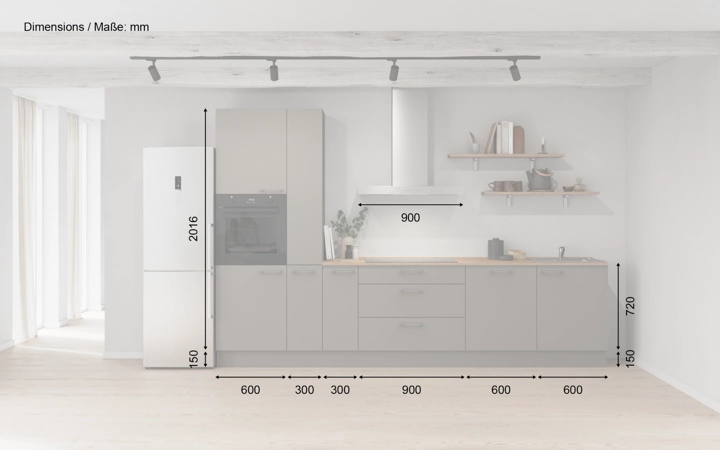 möbelnavi Küchen-Zeile 330 cm mit E-Geräten Planung 11 5