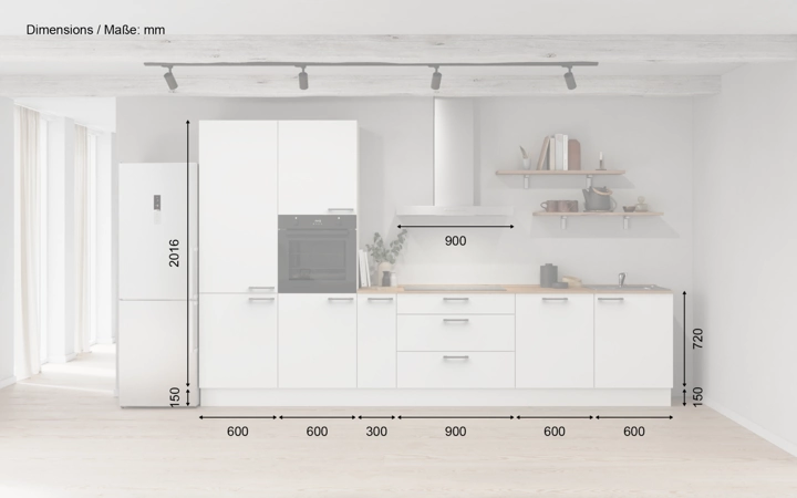 möbelnavi Küchen-Zeile 360 cm mit E-Geräten Planung 11 5