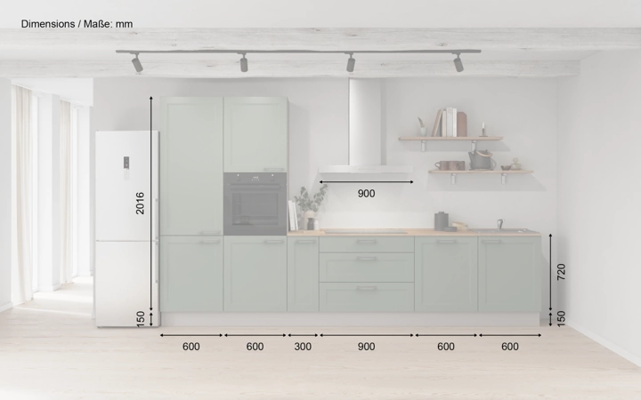 möbelnavi Küchen-Zeile 360 cm mit E-Geräten Planung 11 5