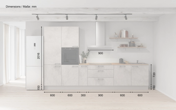 möbelnavi Küchen-Zeile 360 cm mit E-Geräten Planung 11 5