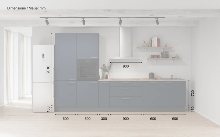 möbelnavi Küchen-Zeile 360 cm mit E-Geräten Planung 11 5