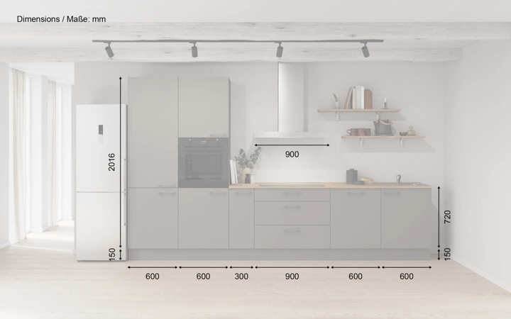 möbelnavi Küchen-Zeile 360 cm mit E-Geräten Planung 11 5