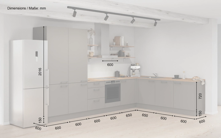 möbelnavi L-Küche 366,6 cm x 246,6 mit E-Geräten Planung 12 5