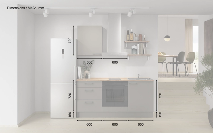 möbelnavi Küchen-Zeile 180 cm mit E-Geräten Planung 12 5