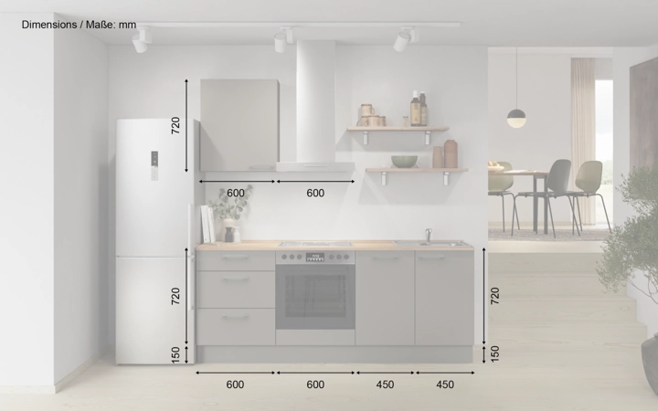 möbelnavi Küchen-Zeile 210 cm mit E-Geräten Planung 12 5