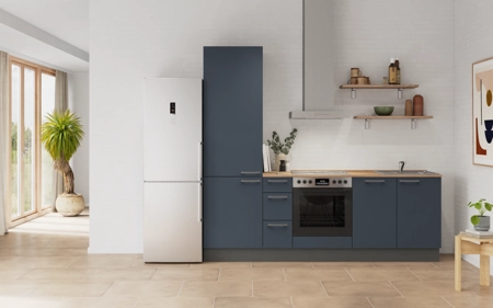 möbelnavi Küchen-Zeile 240 cm mit E-Geräten Planung 12 Fjordblau matt Easytouch möbelnavi Küchen-Zeile 240 cm mit E-Geräten Planung 12 Fjordblau matt Easytouch