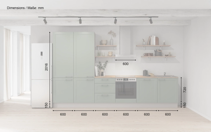 möbelnavi Küchen-Zeile 360 cm mit E-Geräten Planung 12 5