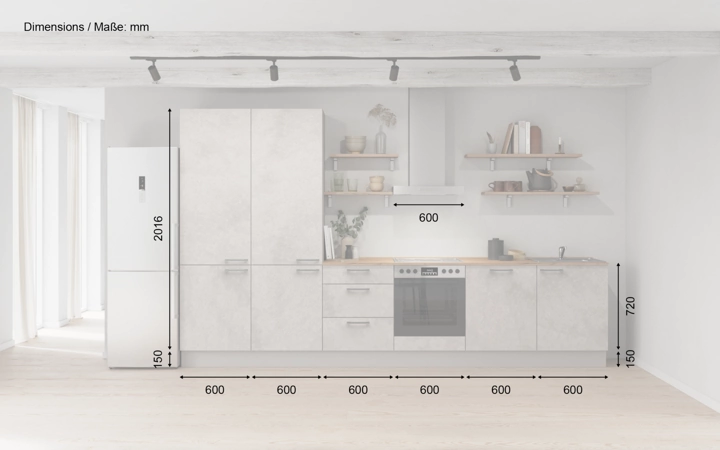 möbelnavi Küchen-Zeile 360 cm mit E-Geräten Planung 12 5