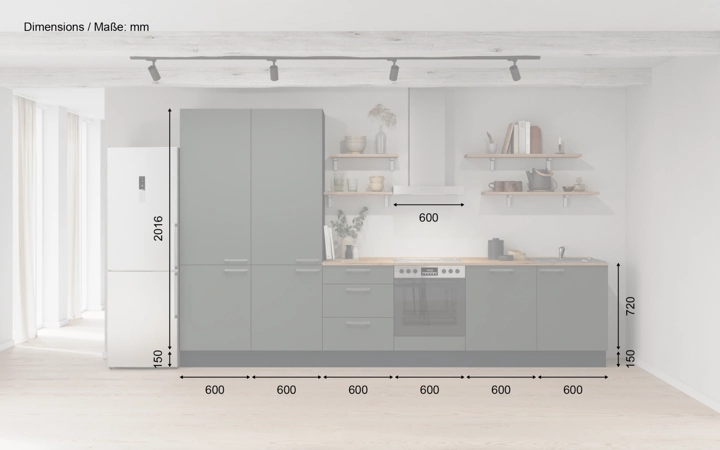 möbelnavi Küchen-Zeile 360 cm mit E-Geräten Planung 12 5