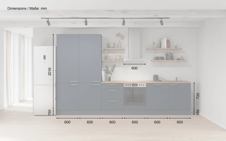 möbelnavi Küchen-Zeile 360 cm mit E-Geräten Planung 12 5