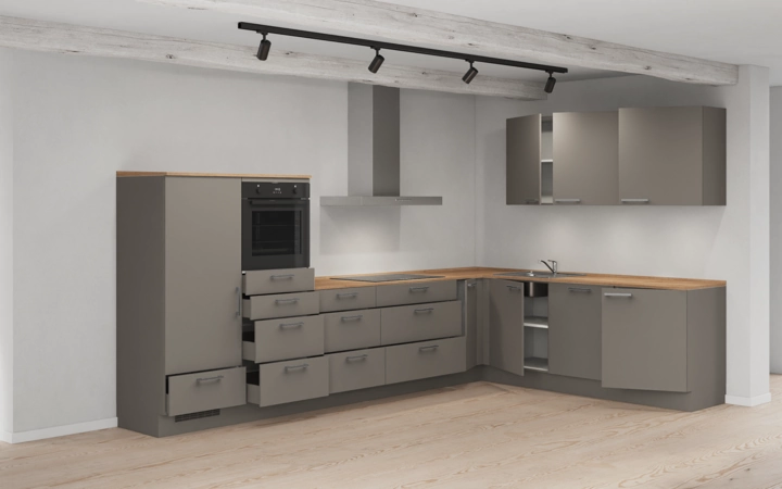 möbelnavi L-Küche 366,6 cm x 246,6 mit E-Geräten Planung 13 4
