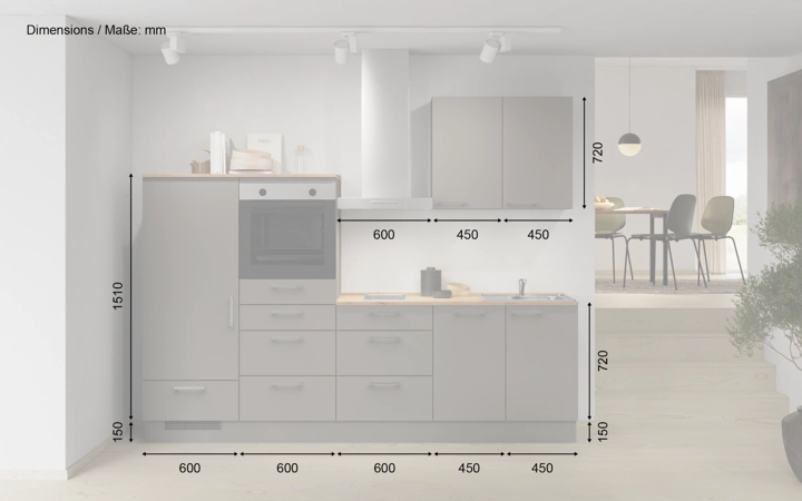 möbelnavi Küchen-Zeile 270 cm mit E-Geräten Planung 13 5