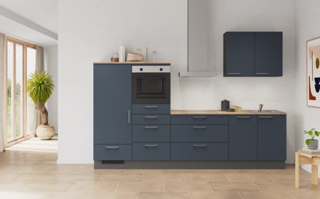 möbelnavi Küchen-Zeile 300 cm mit E-Geräten Planung 13 Fjordblau matt Easytouch möbelnavi Küchen-Zeile 300 cm mit E-Geräten Planung 13 Fjordblau matt Easytouch