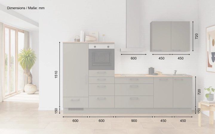 möbelnavi Küchen-Zeile 300 cm mit E-Geräten Planung 13 5