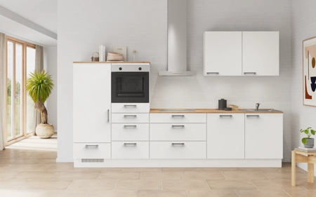 möbelnavi Küchen-Zeile 330 cm mit E-Geräten Planung 13 Alpinweiß matt Touch