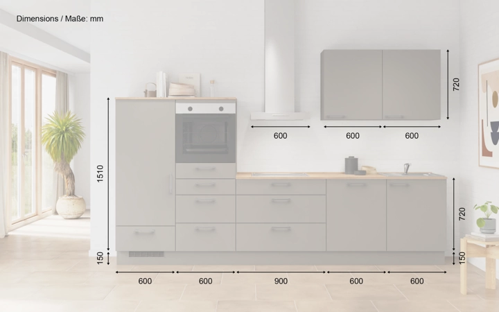 möbelnavi Küchen-Zeile 330 cm mit E-Geräten Planung 13 5
