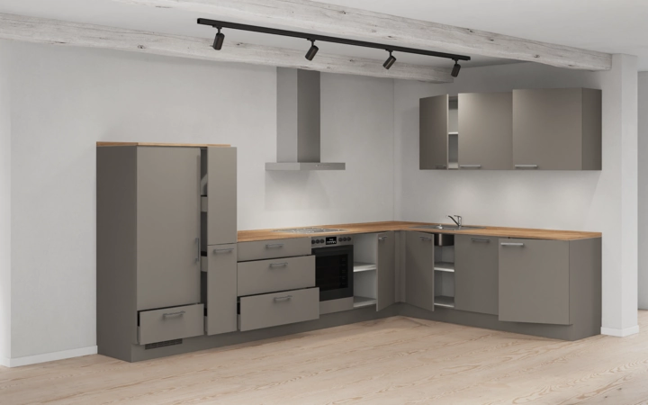 möbelnavi L-Küche 366,6 cm x 246,6 mit E-Geräten Planung 14 4
