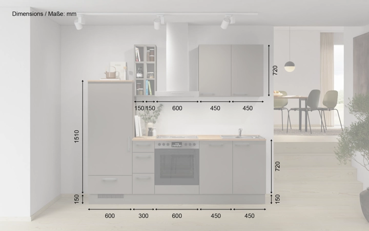 möbelnavi Küchen-Zeile 240 cm mit E-Geräten Planung 14 5